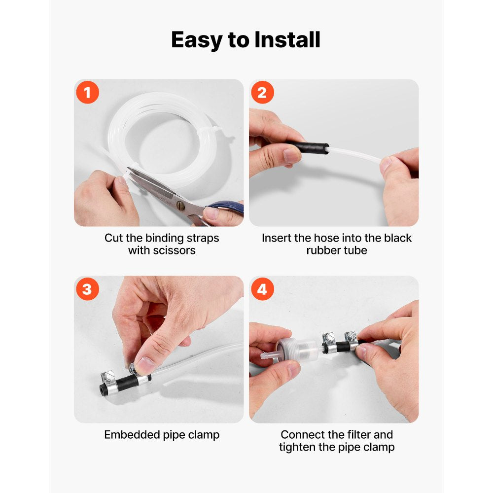 Fuel Pipe Hose Line Kit, 5000mm Diesel Heater Fuel Line Kit, Replaceable Parking Heater Fuels Lines Kits with Lines Filters Clips & Hoses, Tank Diesel Heater Accessories for 2KW 5KW 8KW Heaters