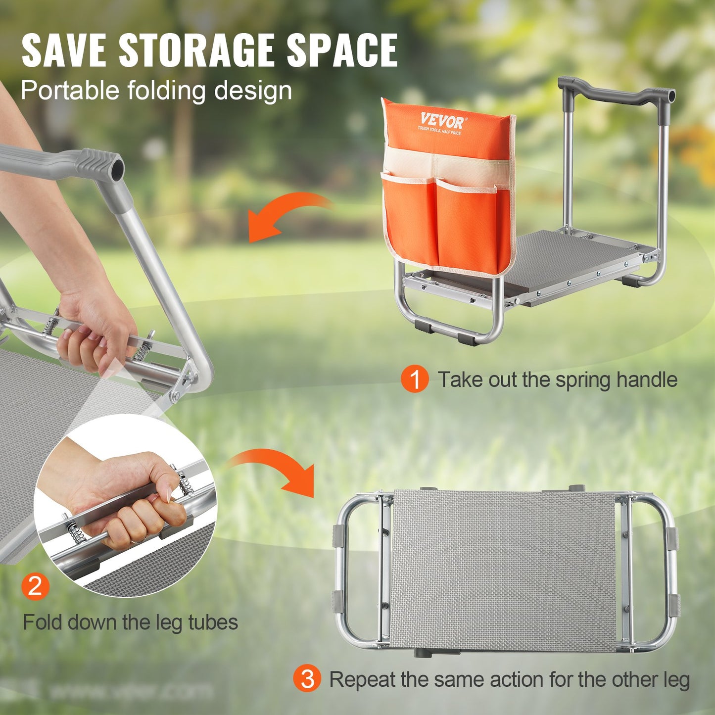 VEVOR Garden Kneeler and Seat, 10" EVA Wide Pad, 330 lbs Load Capacity Foldable