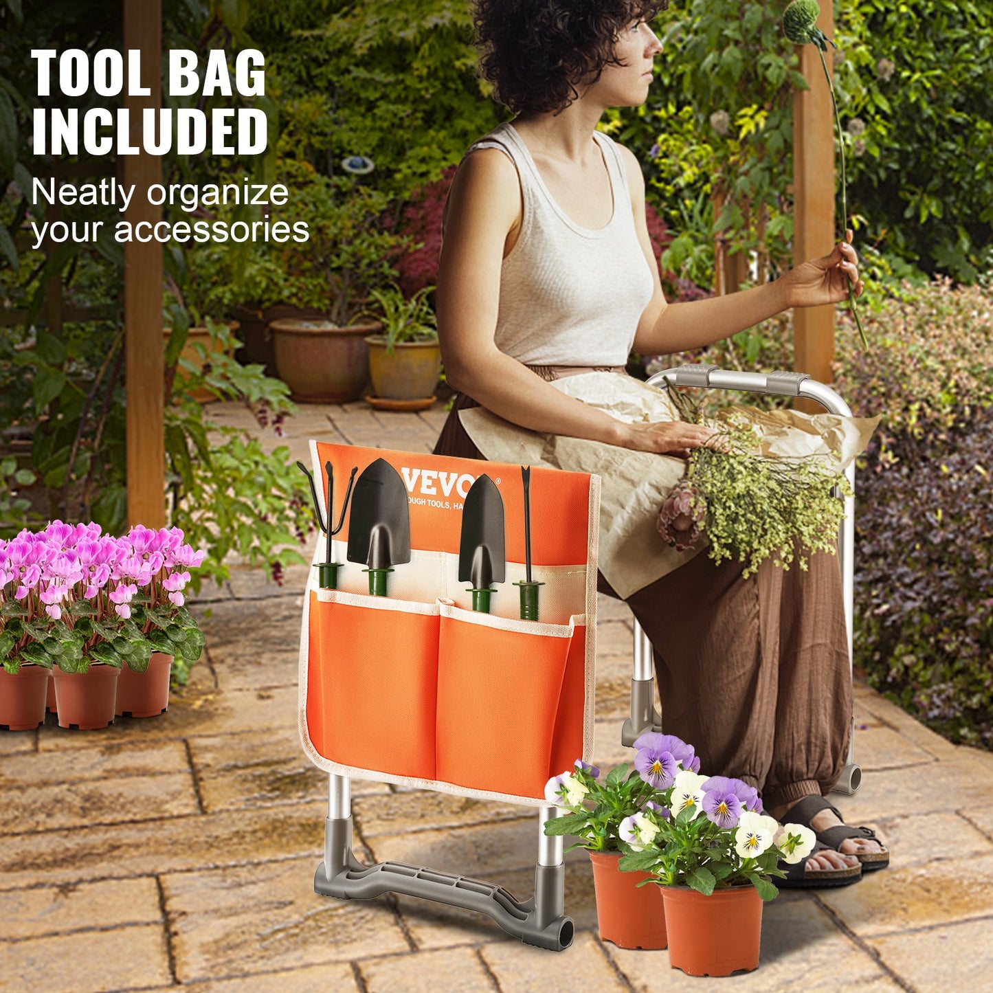 VEVOR Garden Kneeler and Seat, 10" EVA Wide Pad, 330 lbs Load Capacity Foldable