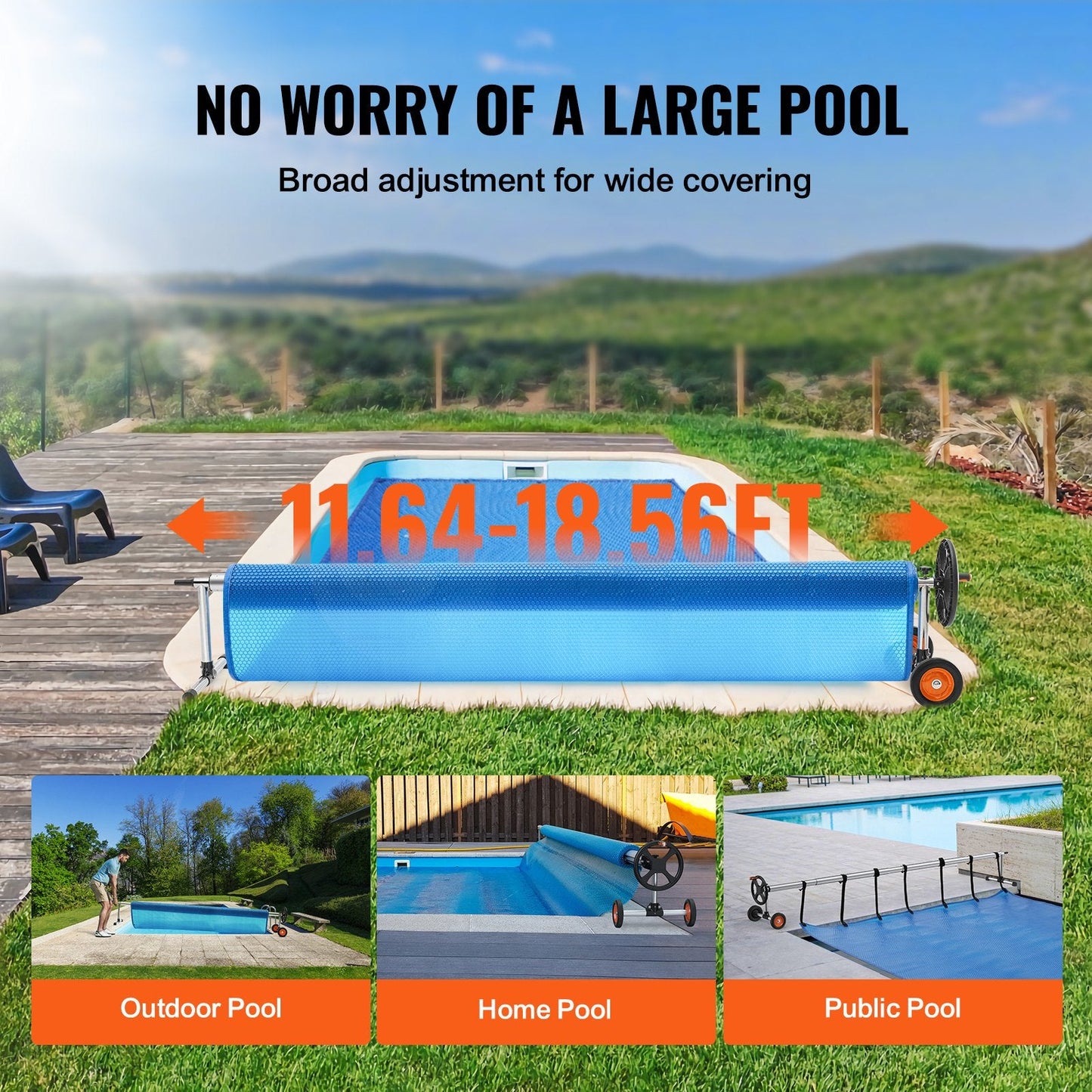 Aluminum Solar Pool Cover Reel for Inground Pools, Fits 4-5.5m Width Pools