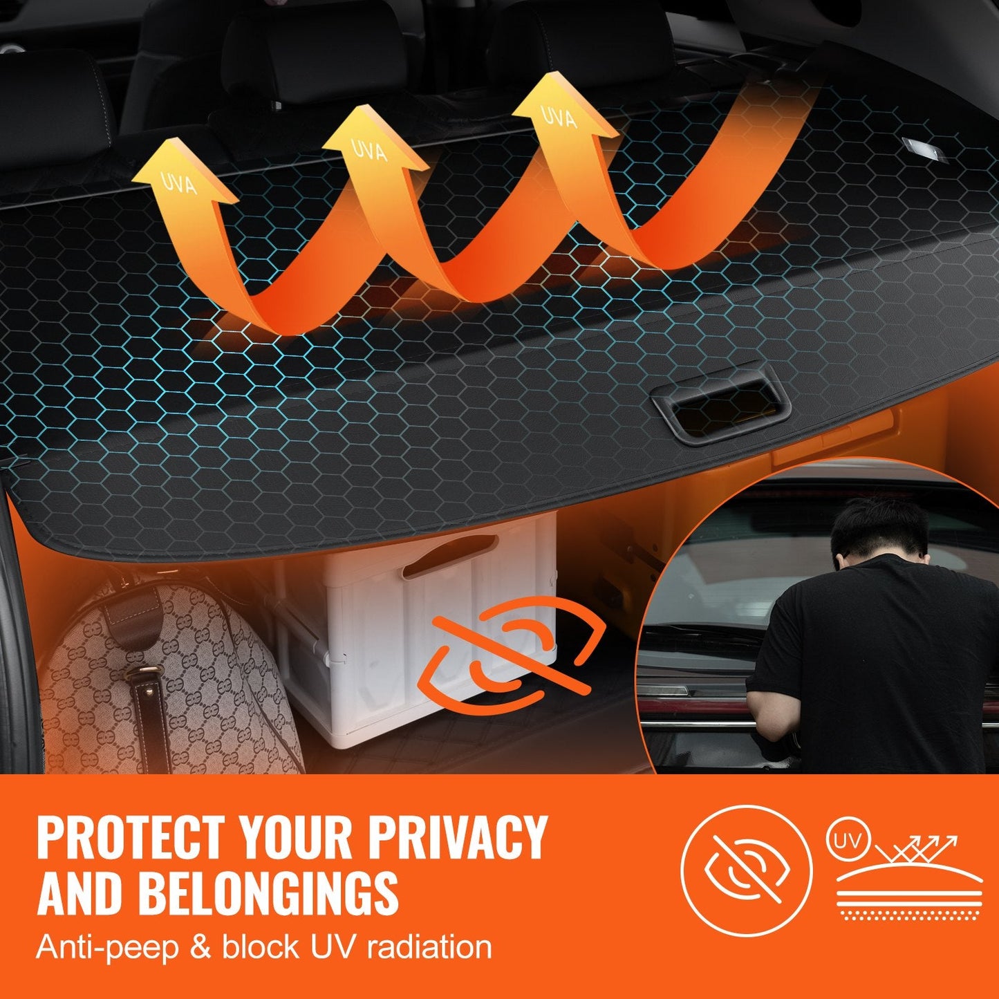 Retractable Rear Trunk Cover for Toyota RAV4 2019-2024, Privacy & Theft Proof