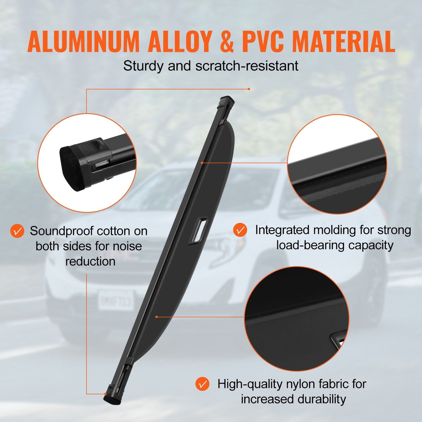 Retractable Cargo Cover for GMC Terrain & Chevy Equinox 2018-2024, Black Finish