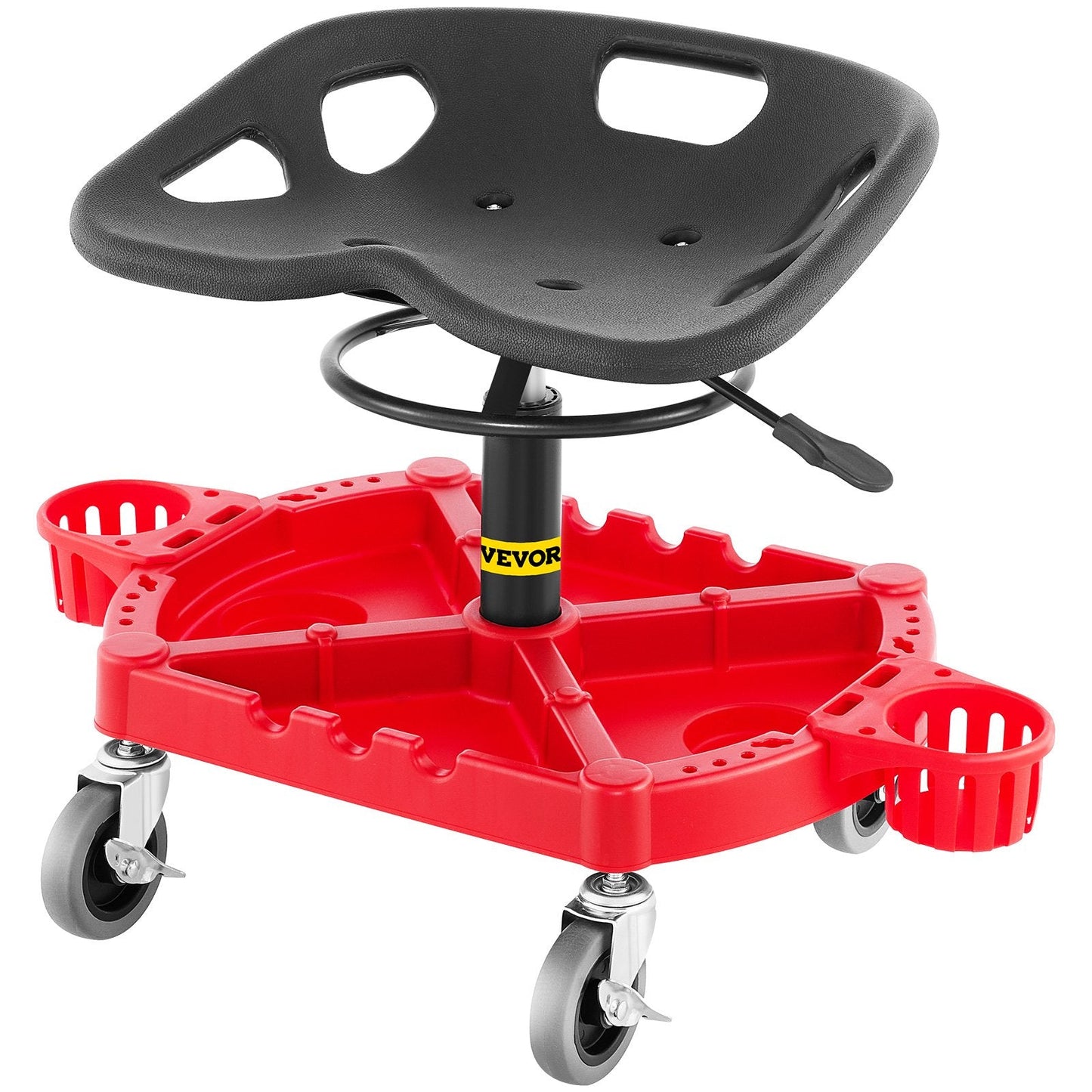 Adjustable Mechanics Garage Stool with 0.1 m Wheels and Bottle Holders