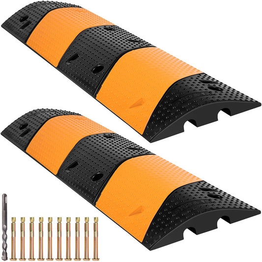 VEVOR Rubber Speed Bump, 2 Pack 2 Channel Speed Bump Hump, 42\" Long Modular Speed