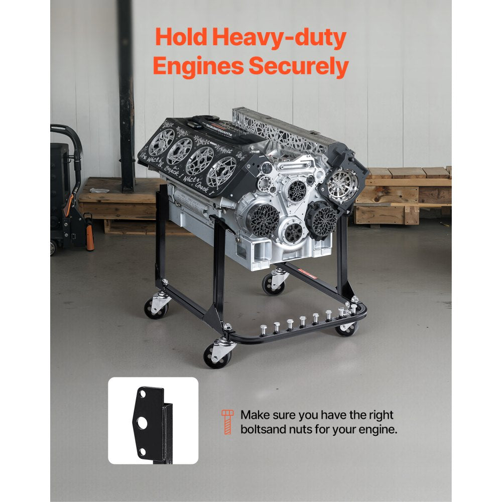 Engine Stand 340 KG Motor Hoist Dolly with 4 Casters Heavy-Duty Steel