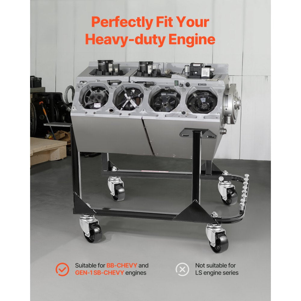 Engine Stand 340 KG Motor Hoist Dolly with 4 Casters Heavy-Duty Steel