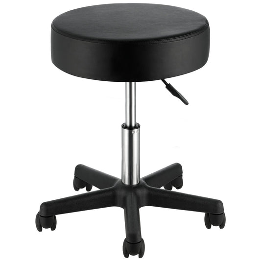 VEVOR Round Rolling Stool, Rolling Stool with Wheels PU Leather Height Adjustable,