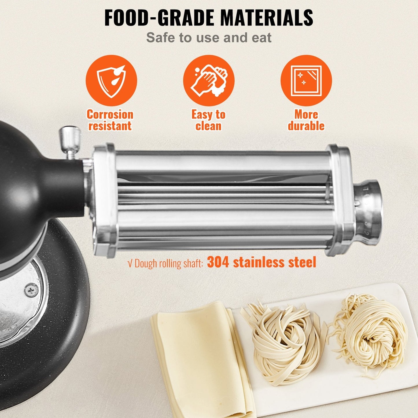 Stainless Steel Pasta Attachment for KitchenAid Mixer, 0.14m Wide, 8 Settings
