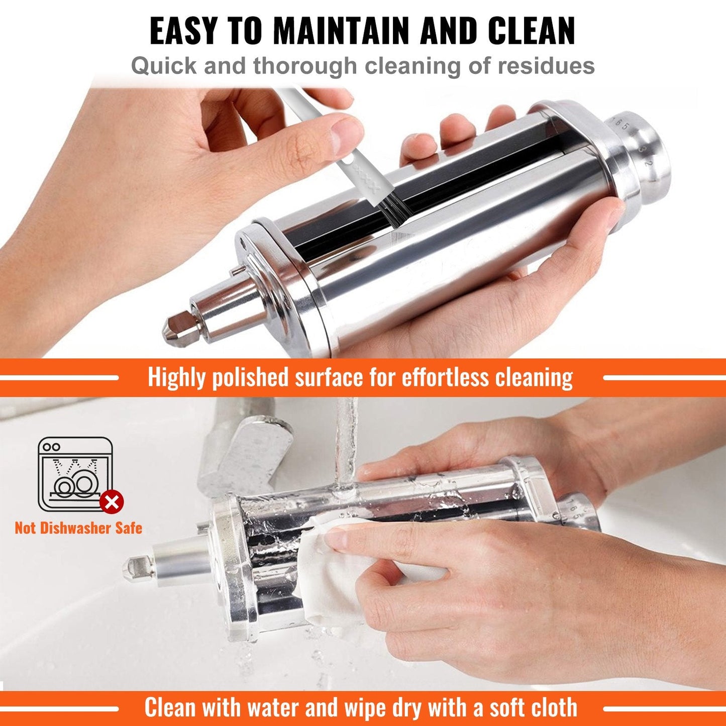 Stainless Steel Pasta Attachment for KitchenAid Mixer, 0.14m Wide, 8 Settings