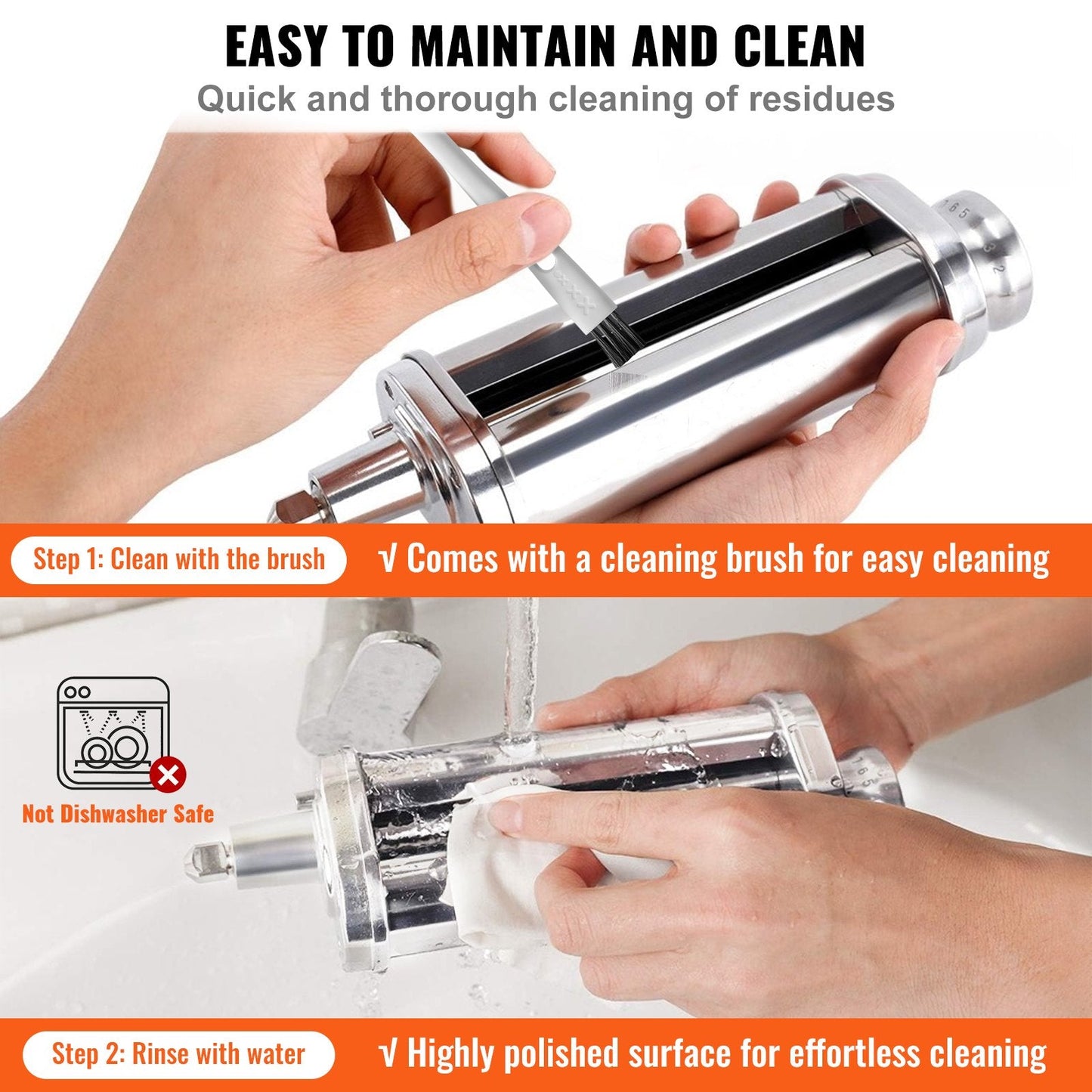 3-Piece Pasta Roller & Cutter Set for KitchenAid Mixer, Stainless Steel