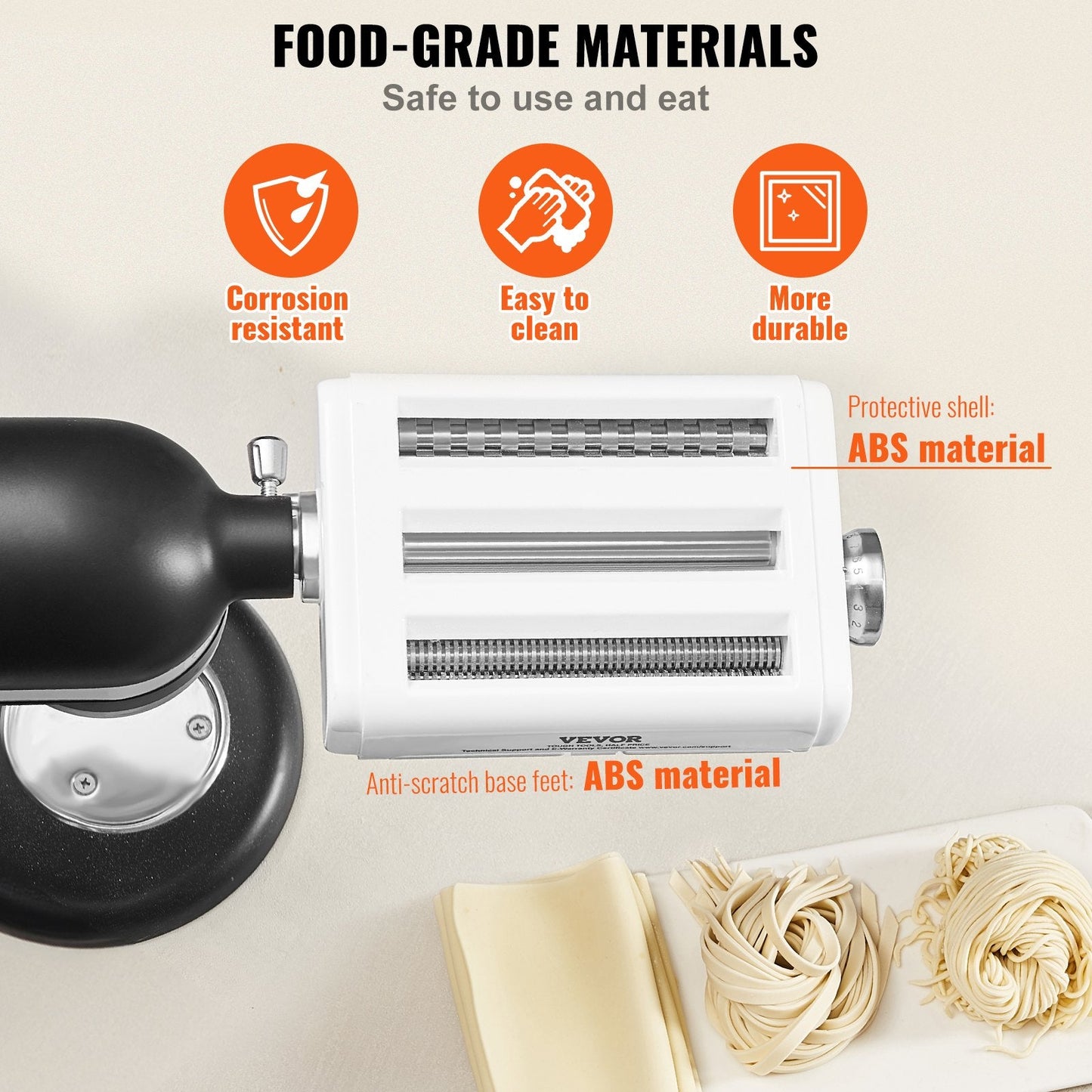 3-in-1 Pasta Roller & Cutter Set for KitchenAid with Adjustable Thickness