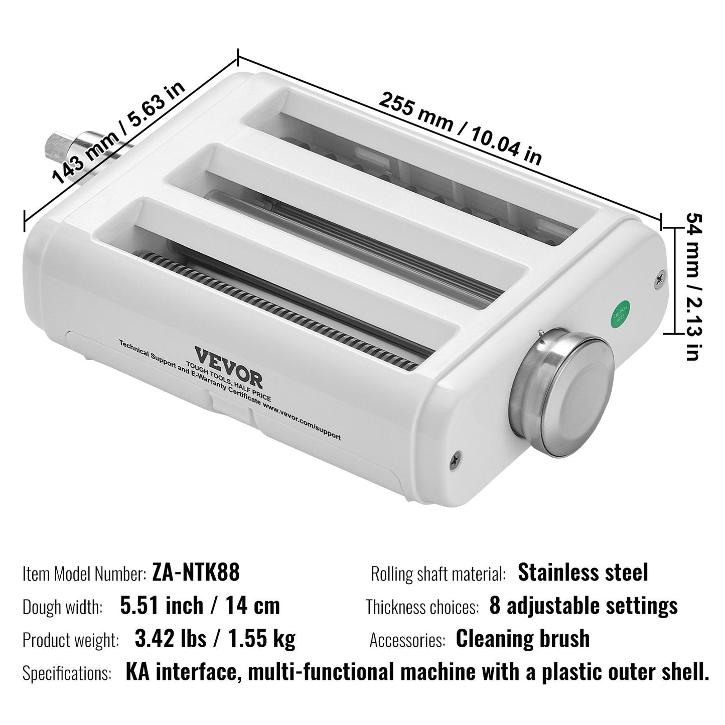 3-in-1 Pasta Roller & Cutter Set for KitchenAid with Adjustable Thickness