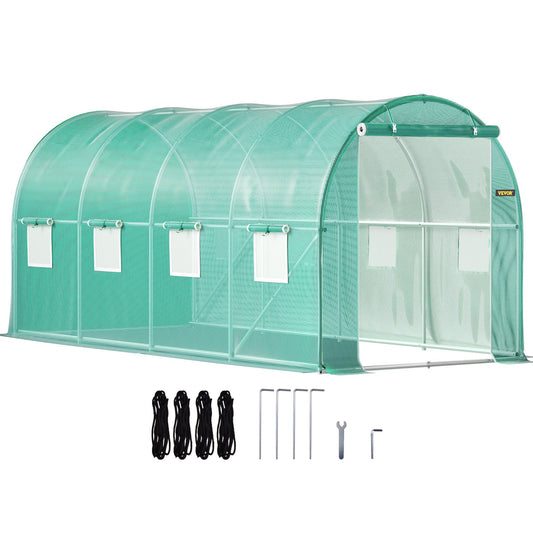 VEVOR Walk-in Tunnel Greenhouse Galvanized Frame & Waterproof Cover 15x7x7 ft