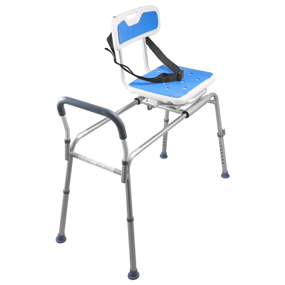 Sliding Shower Chair, 180 kg Tub Transfer Bench for Bathtub with Swivel Seat, Padded Shower Bench with Arms and Backrest, Height Adjustable for Handicap, Adults, Seniors, Elderly and Disabled