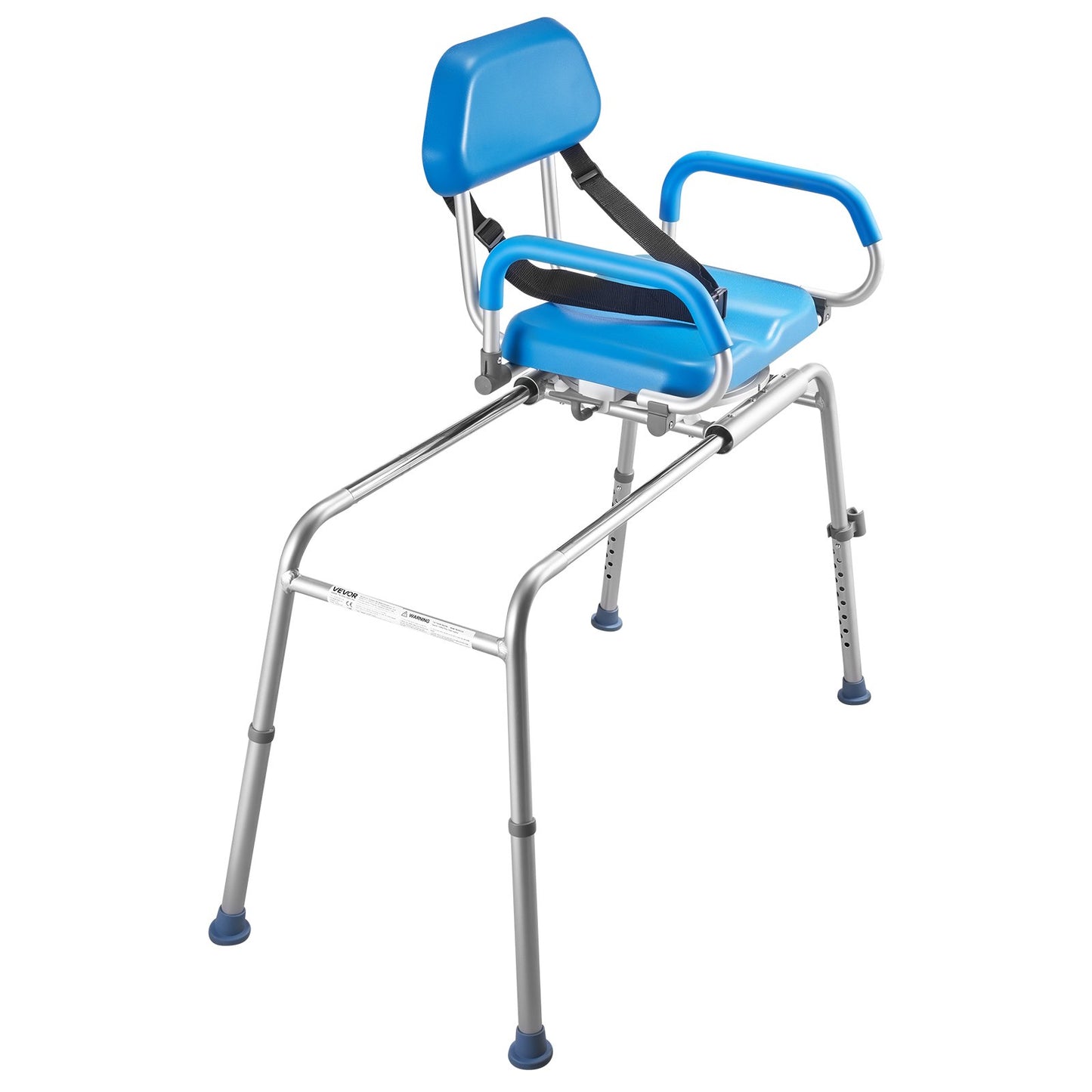 Sliding Shower Chair, 150 kg Tub Transfer Bench for Bathtub with Swivel Seat, Padded Shower Bench with Pivoting Arms and Backrest, Height Adjustable for Handicap, Seniors, Elderly and Disabled