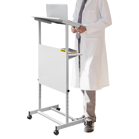 VEVOR Podium Lectern Presentation Lectern Standing Height Adjustment Mobile Desk