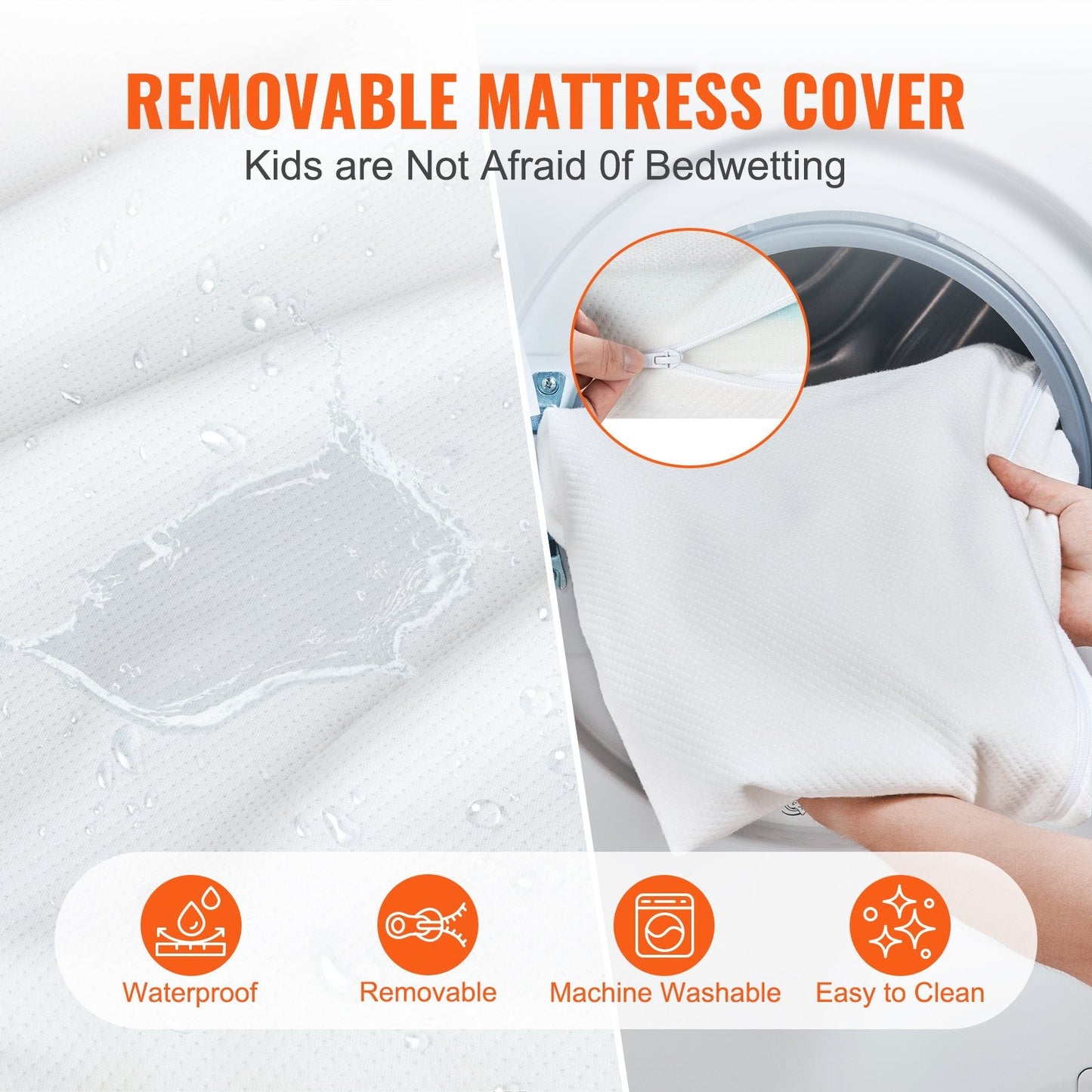Two-Sided Breathable Crib Mattress with Memory Foam, 0.6x1.0 M, Waterproof Covers