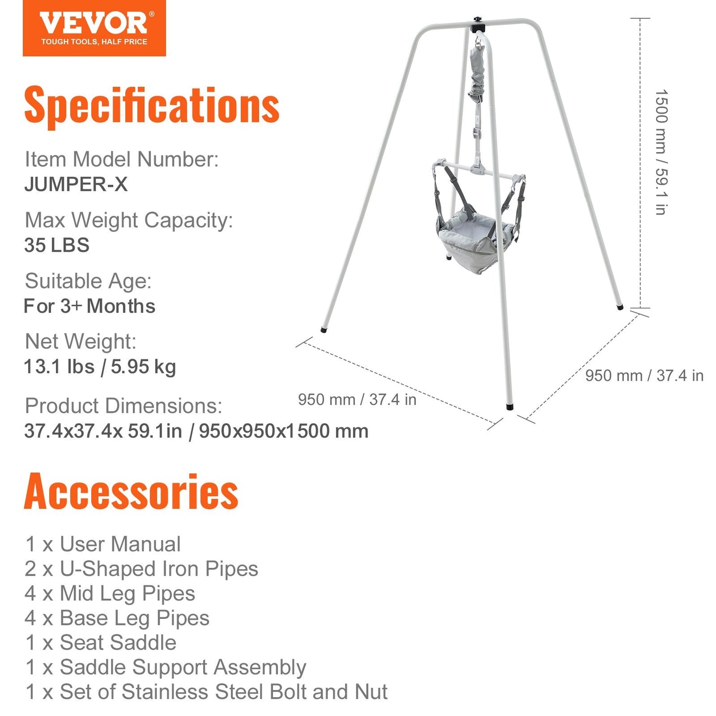 Baby Door Jumper & Bouncer with Stand - Max Load 16 kg, For 3+ Months