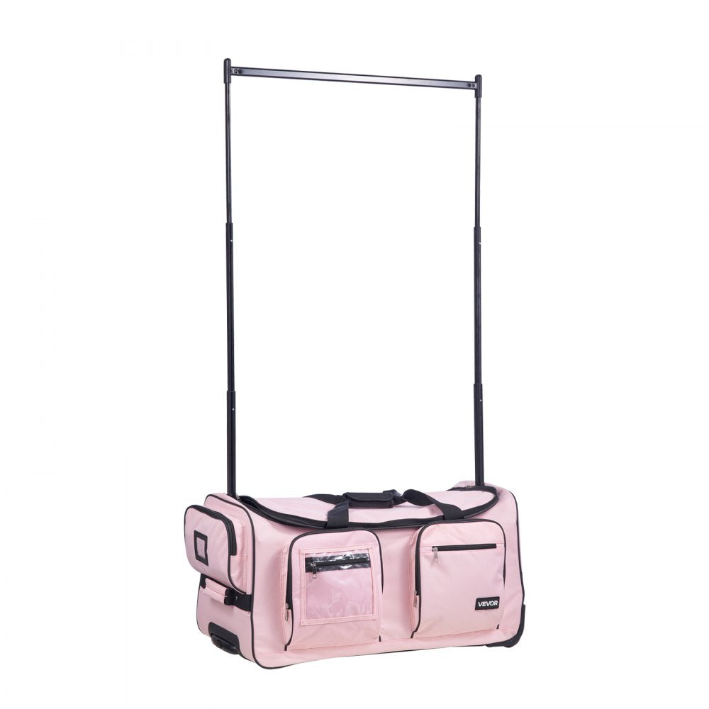 VEVOR 29 Inch Dance Bag with Garment Rack Rolling Dance Duffle for Travel Pink