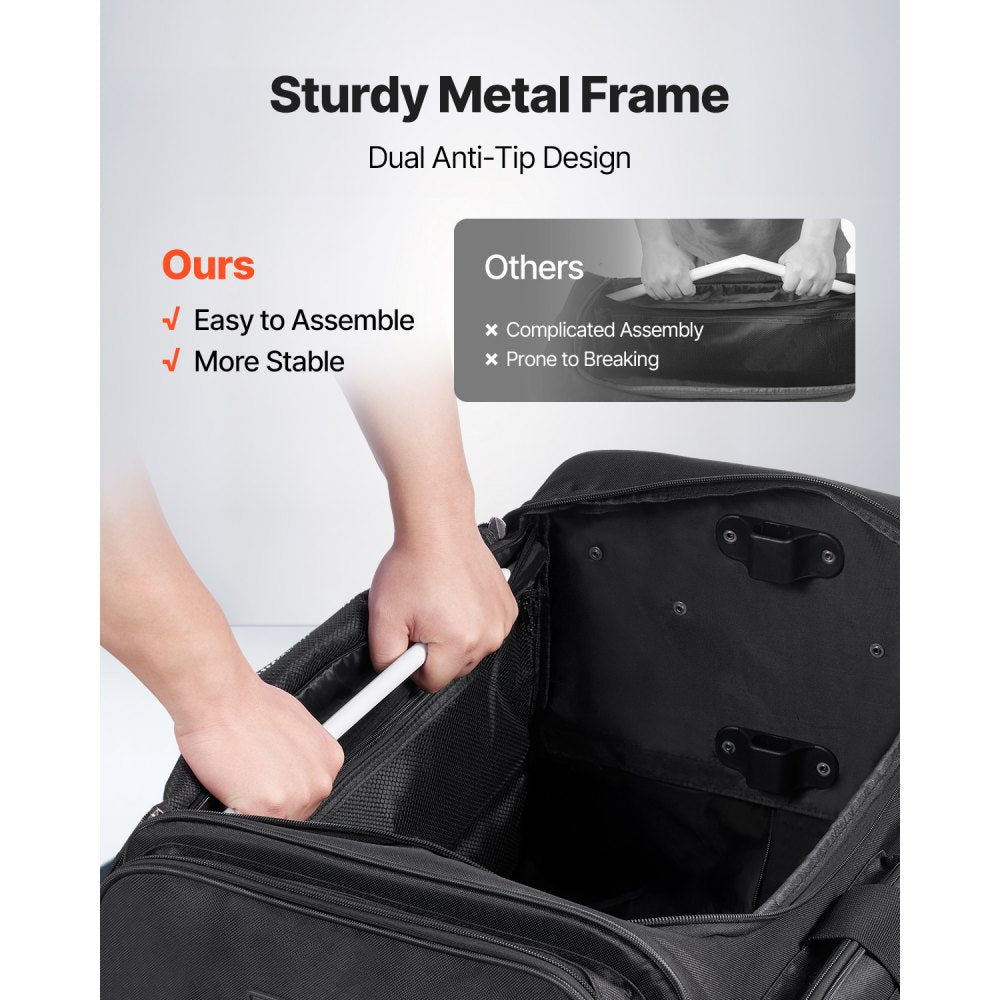 VEVOR 23 Inch Dance Bag with Garment Rack Rolling Dance Duffle for Travel Black