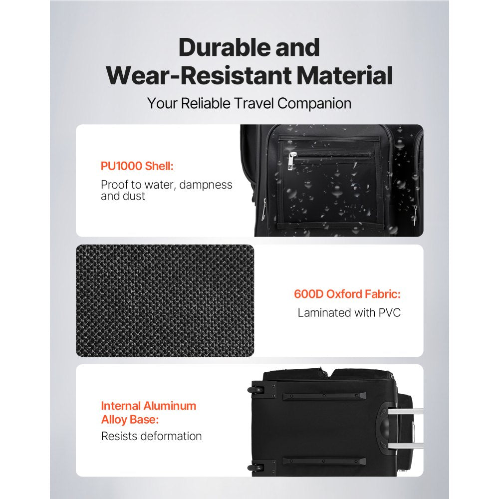 VEVOR 23 Inch Dance Bag with Garment Rack Rolling Dance Duffle for Travel Black