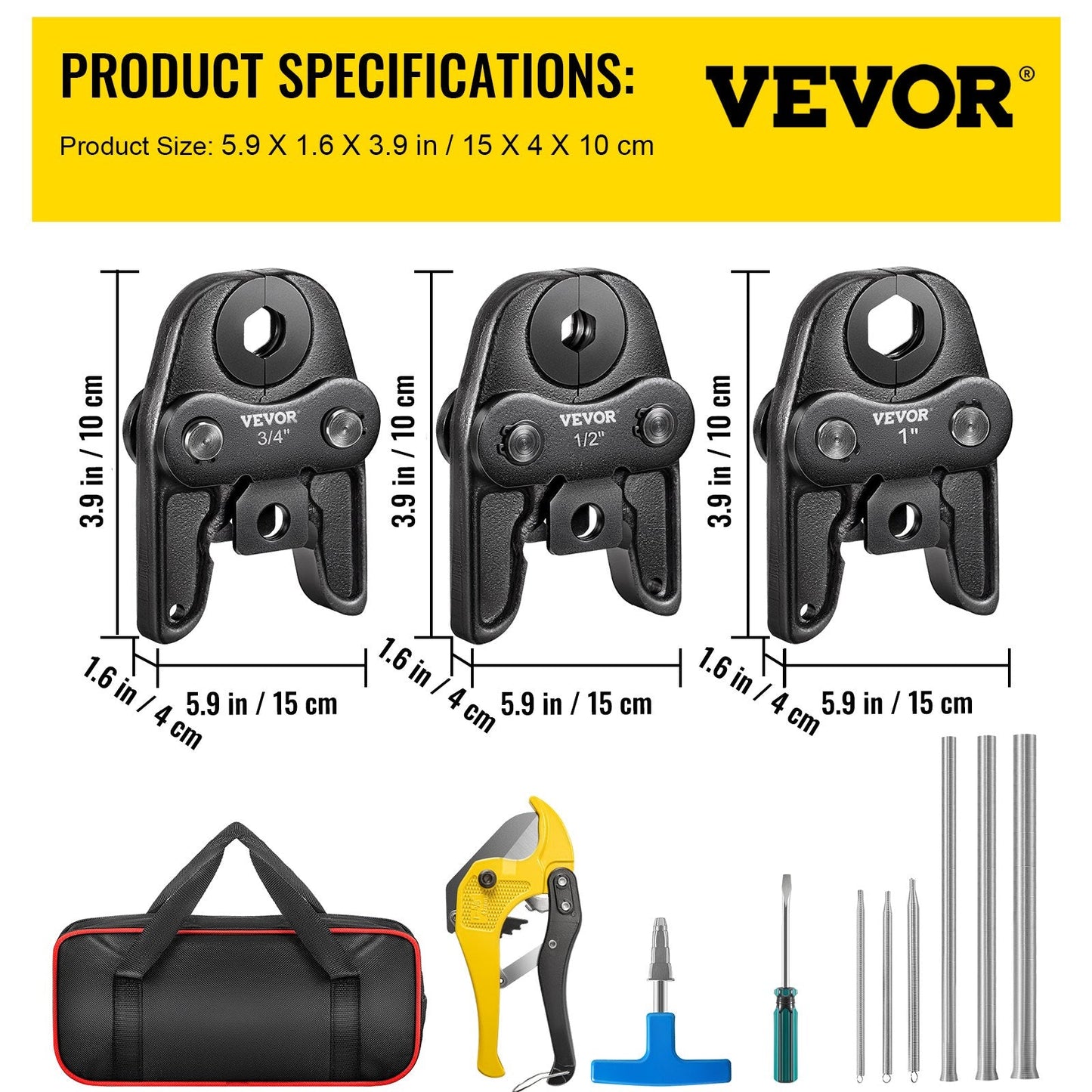 Compact Propress Jaw Set, 1.3/1.9/2.5 cm, 40Cr Steel for Pipe Wrench Tools