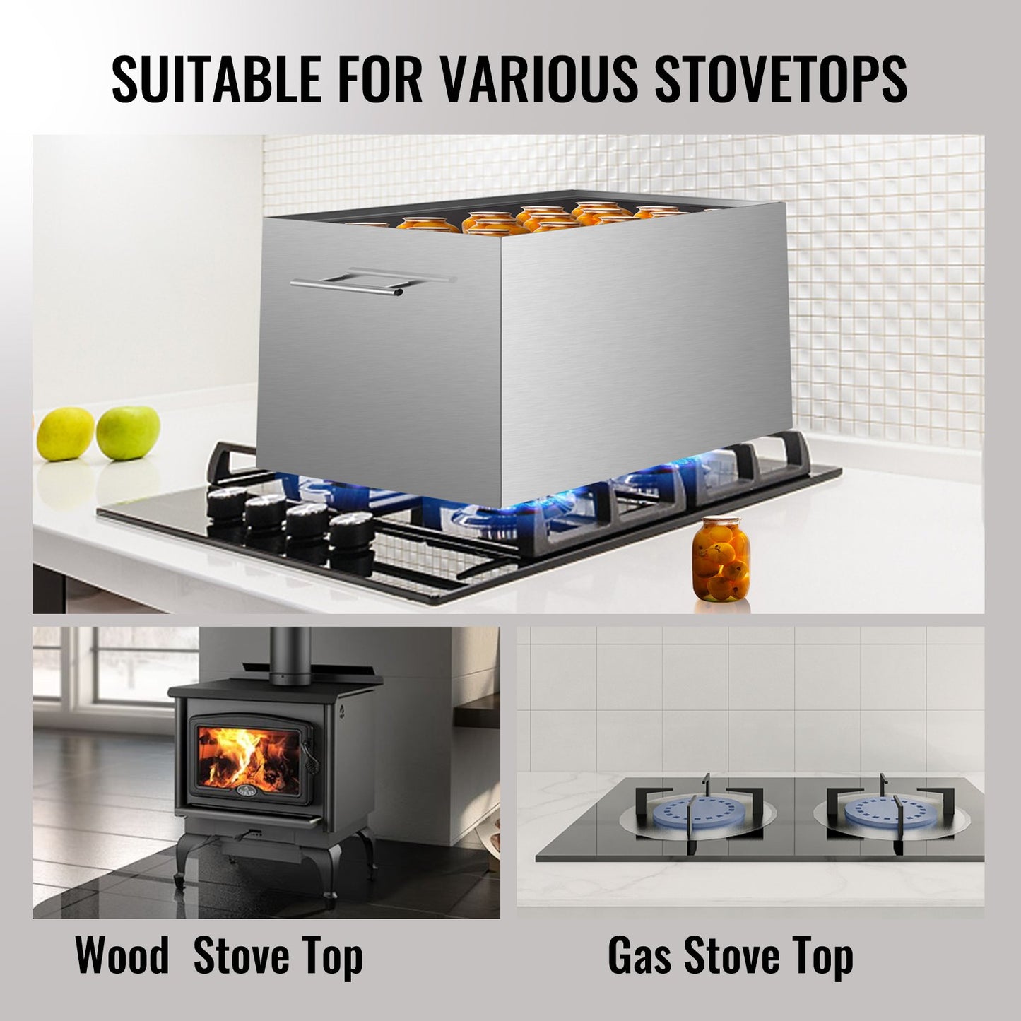 VEVOR Water Bath Canner Stove Top Canners 15 Quart Stainless Steel with Rack