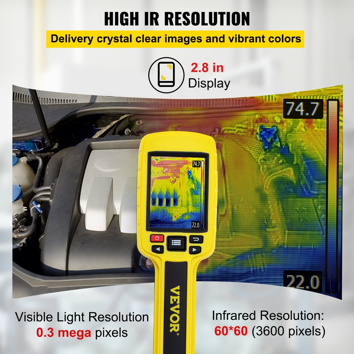 VEVOR Thermal Imaging Camera, 60x60 (3600 Pixels) IR Resolution Infrared Camera