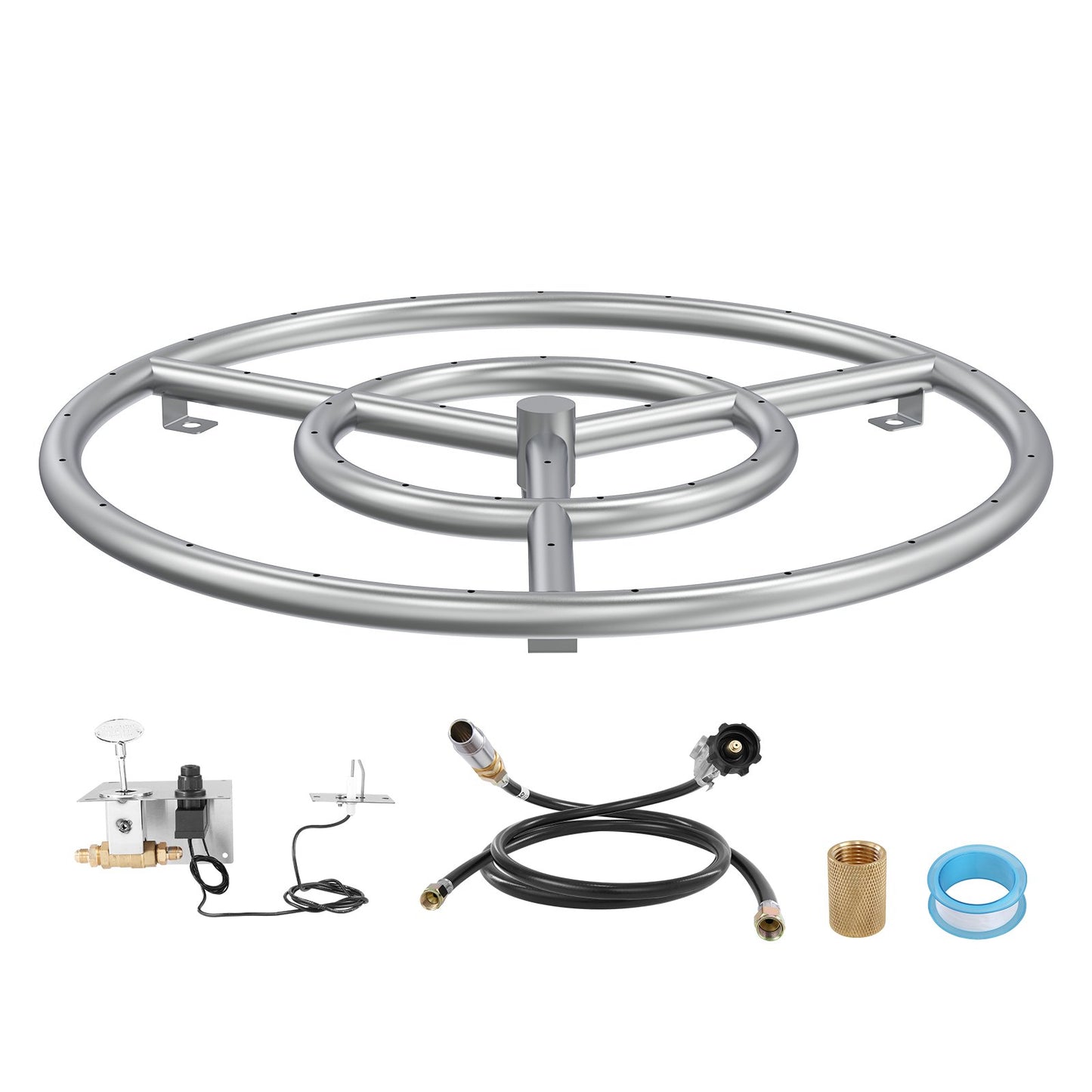 VEVOR 18 inch Round Drop-in Fire Pit Pan, Stainless Steel Fire Pit Burner Kit, Natural