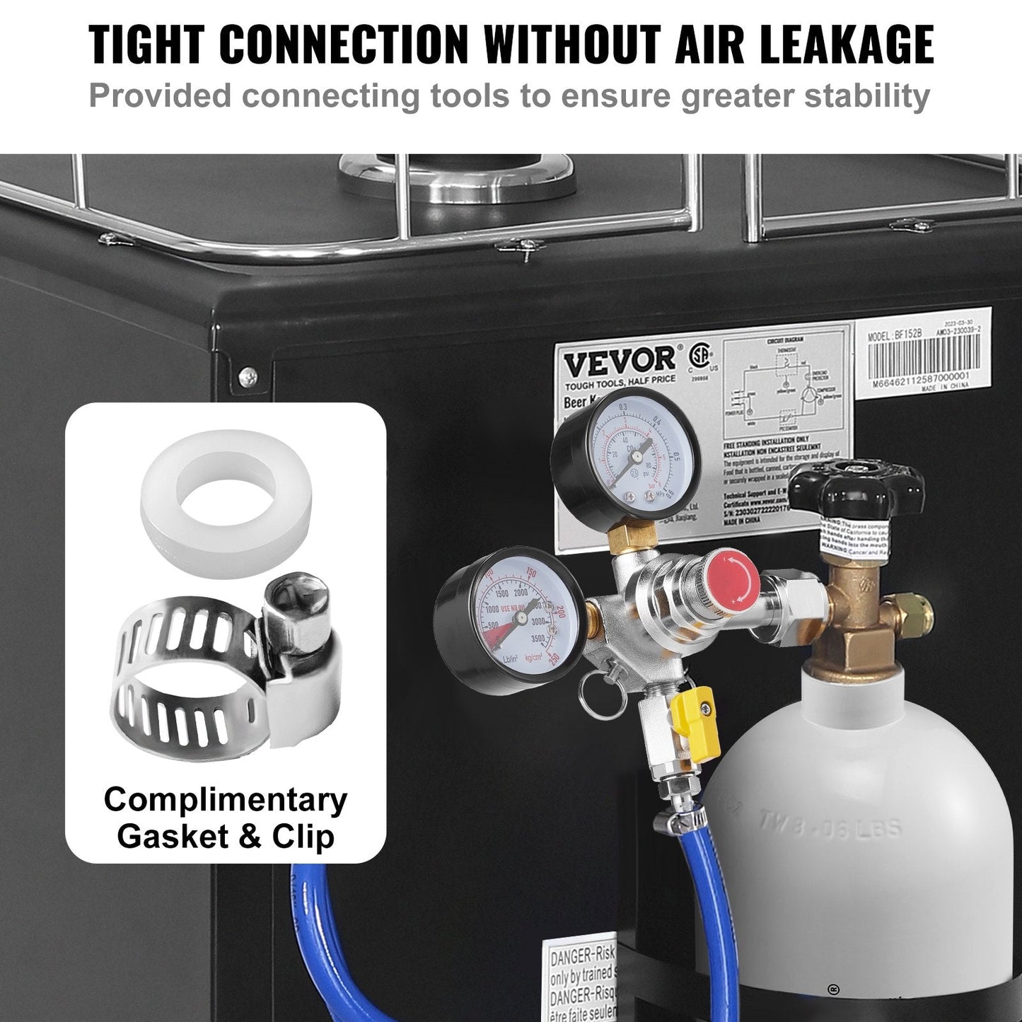 Double Gauge CO2 Regulator with Adjustable Pressure for Draft Beer Systems