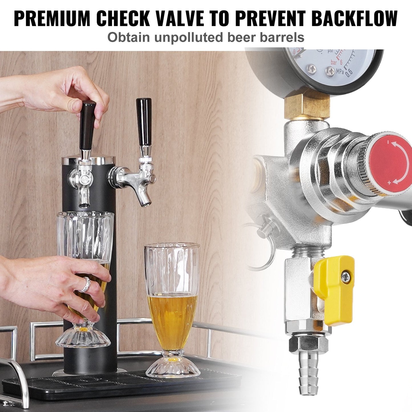 Double Gauge CO2 Regulator with Adjustable Pressure for Draft Beer Systems
