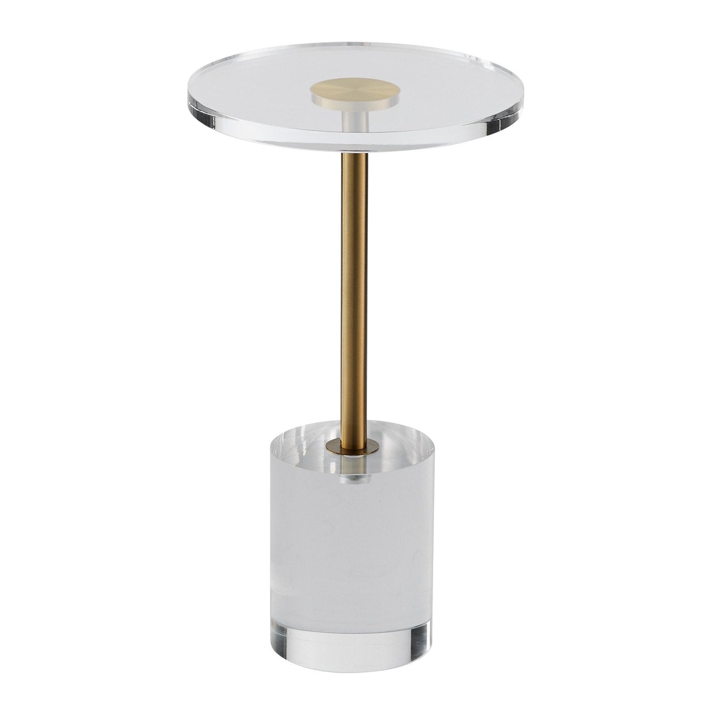 Clear Acrylic Side Table with Solid Base, 0.3m Round Top, 0.5m High