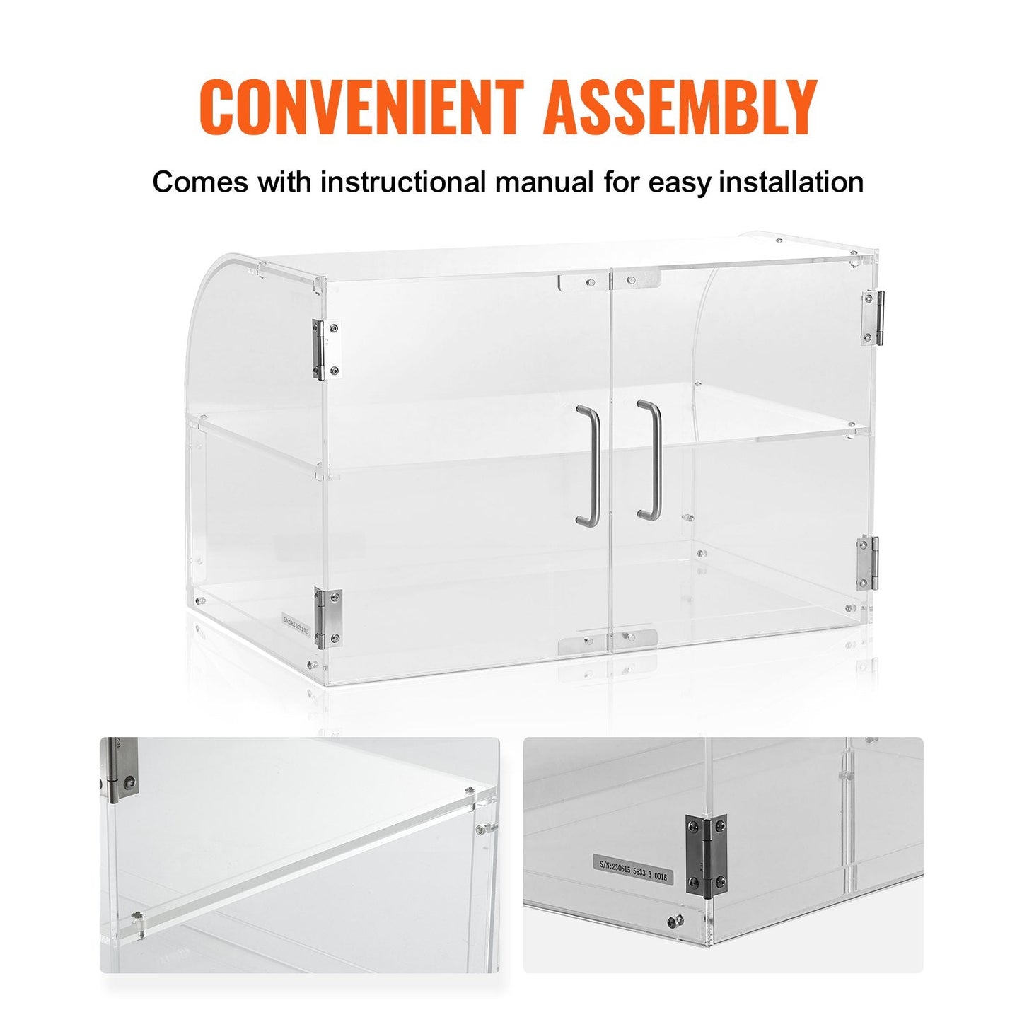2-Tier Acrylic Bakery Display Case with Rear Door & Removable Shelves