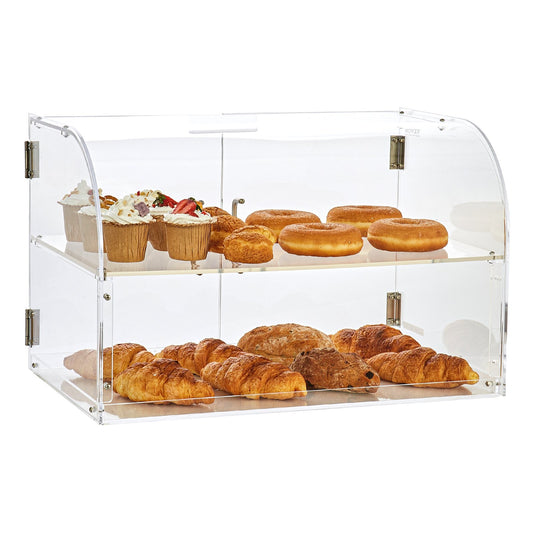 VEVOR Pastry Display Case, 2-Tier Commercial Countertop Bakery Display Case, Acrylic