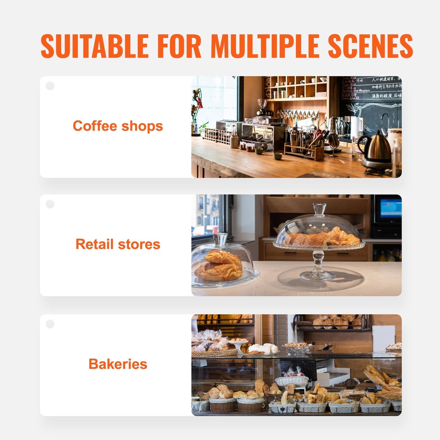 3-Tier Acrylic Pastry Display Case with Magnetic Rear Door & Removable Shelves