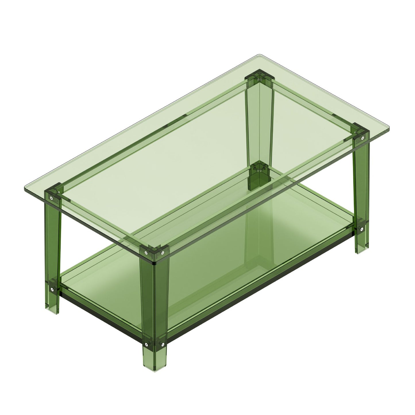 Acrylic Coffee Table, 2 Tiers Center Table with Storage Shelf, Modern Rectangle Acrylic Coffee Desk, Ideal for Dining Room, Kitchen Island, Restaurant, Office, 50 x 80 x 40 cm (Green)
