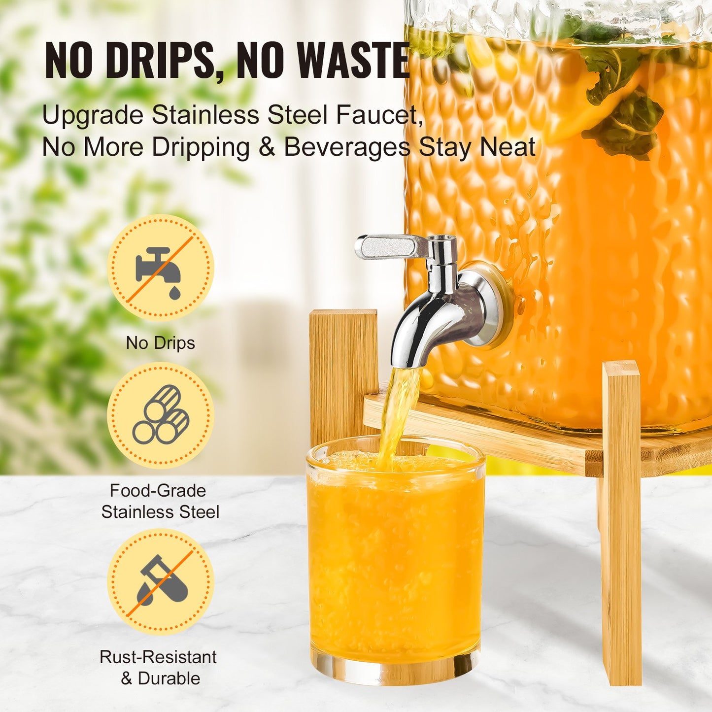VEVOR Beverage Dispenser, 1.5 Gallon Drink Dispensers for Parties, Glass Juice Dispenser