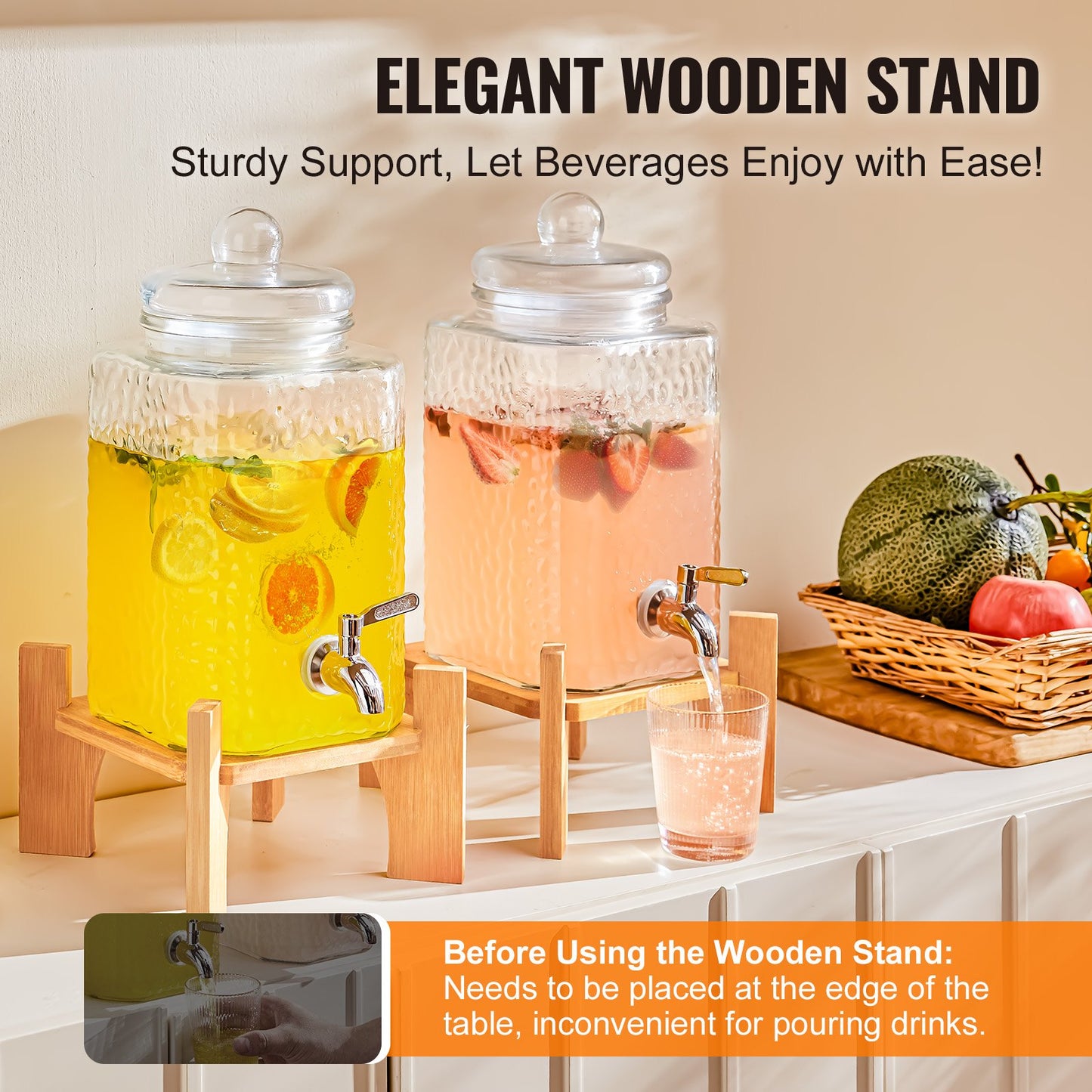 VEVOR Beverage Dispenser, 1.5 Gallon Drink Dispensers for Parties, Glass Juice Dispenser