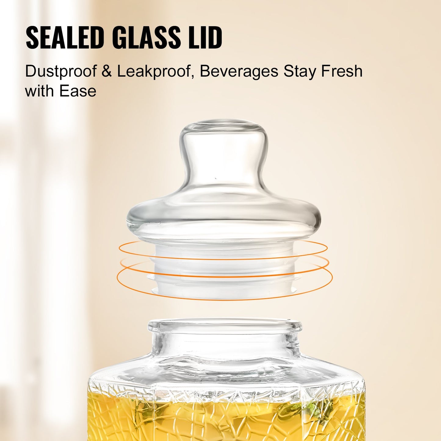 VEVOR Beverage Dispenser, 2.5 Gallon Drink Dispensers for Parties, Glass Juice Dispenser