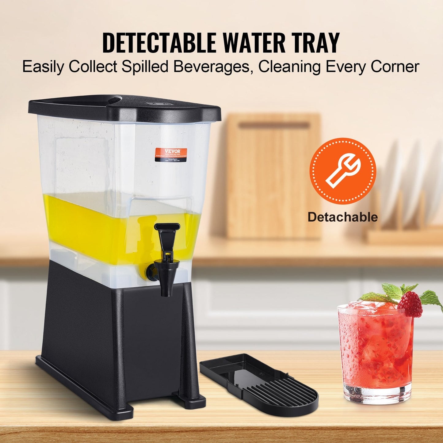 3-Gallon Plastic Drink Dispenser with Stand for Parties and Events, 11L Capacity