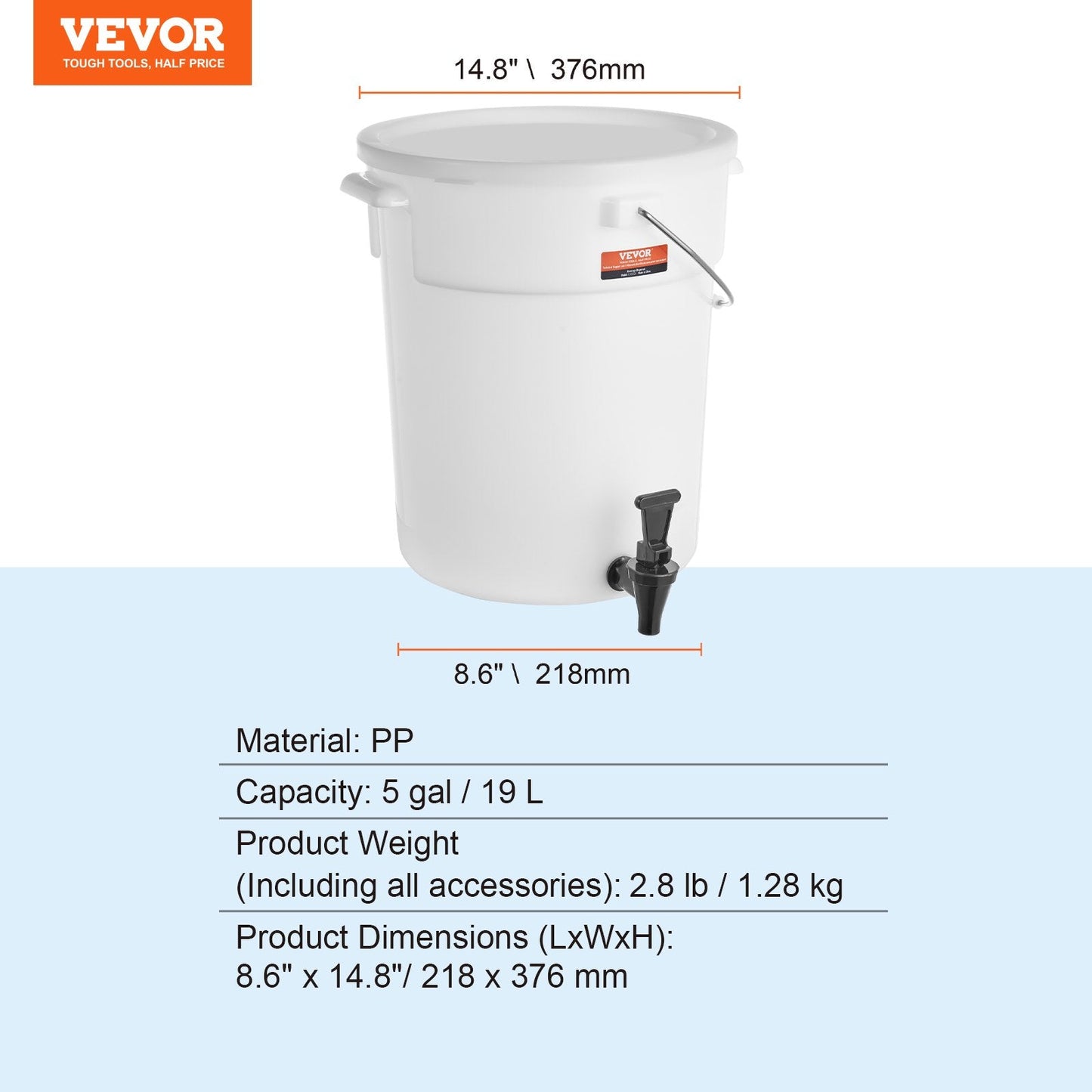 5-Gallon Plastic Drink Dispenser with Spigot for Parties and Events