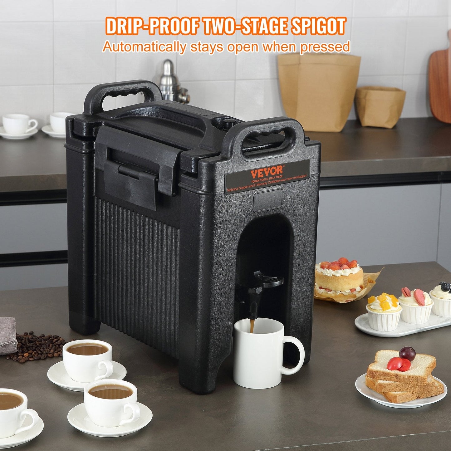 Insulated 9.5L Hot & Cold Beverage Dispenser with 23mm PU Layer, Food-Grade LDPE