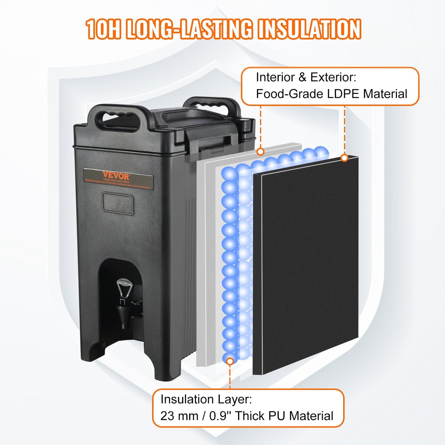Insulated 18.9L Thermal Drink Dispenser with Precision Faucet for Hot & Cold Beverages