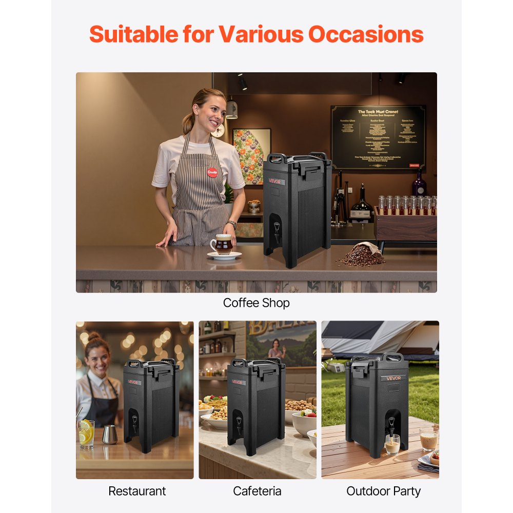 VEVOR Insulated Hot and Cold Beverage Dispenser 5Gal/19L Drink Server Pack of 2