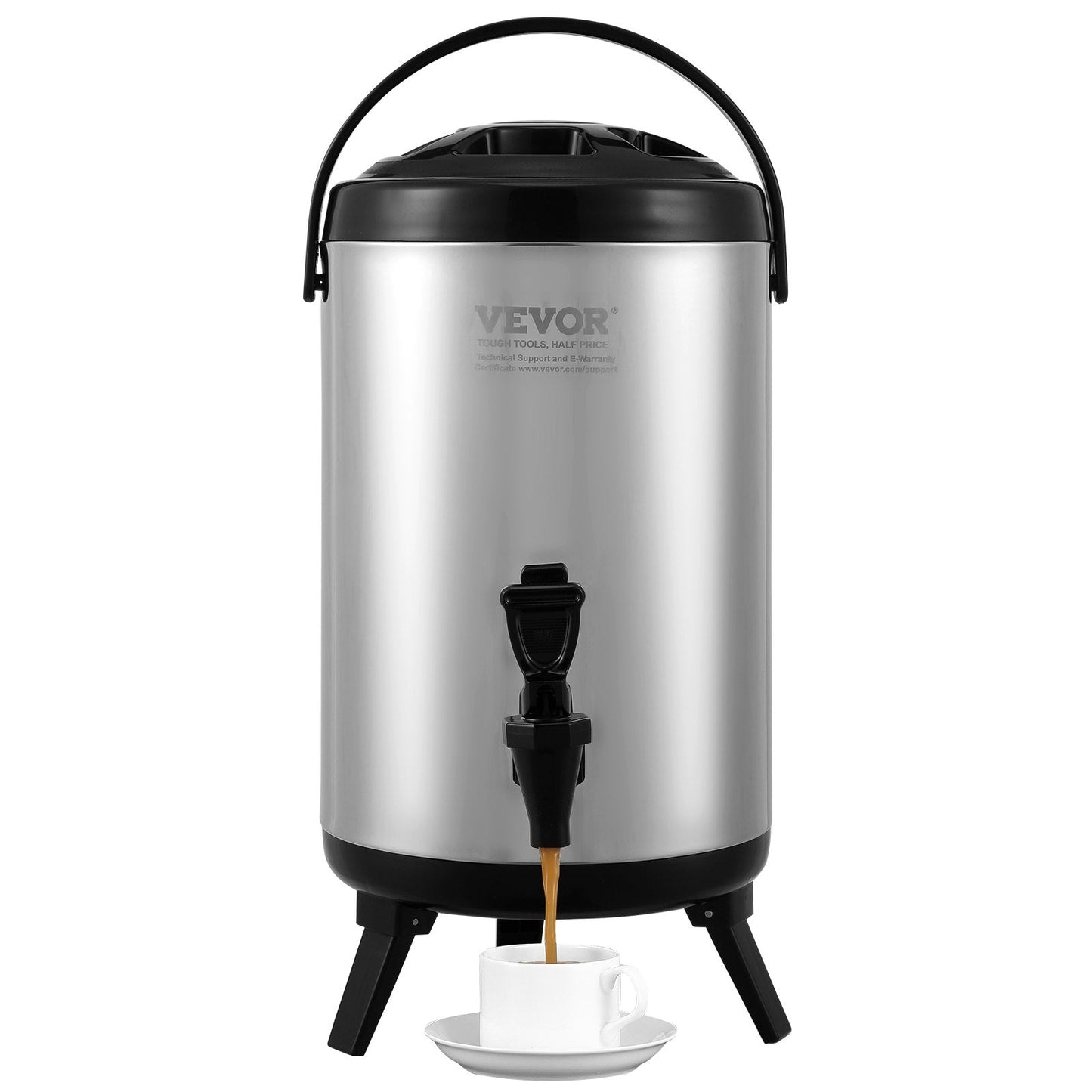 Stainless Steel 7.6L Thermal Beverage Dispenser with Spigot for Hot/Cold Drinks