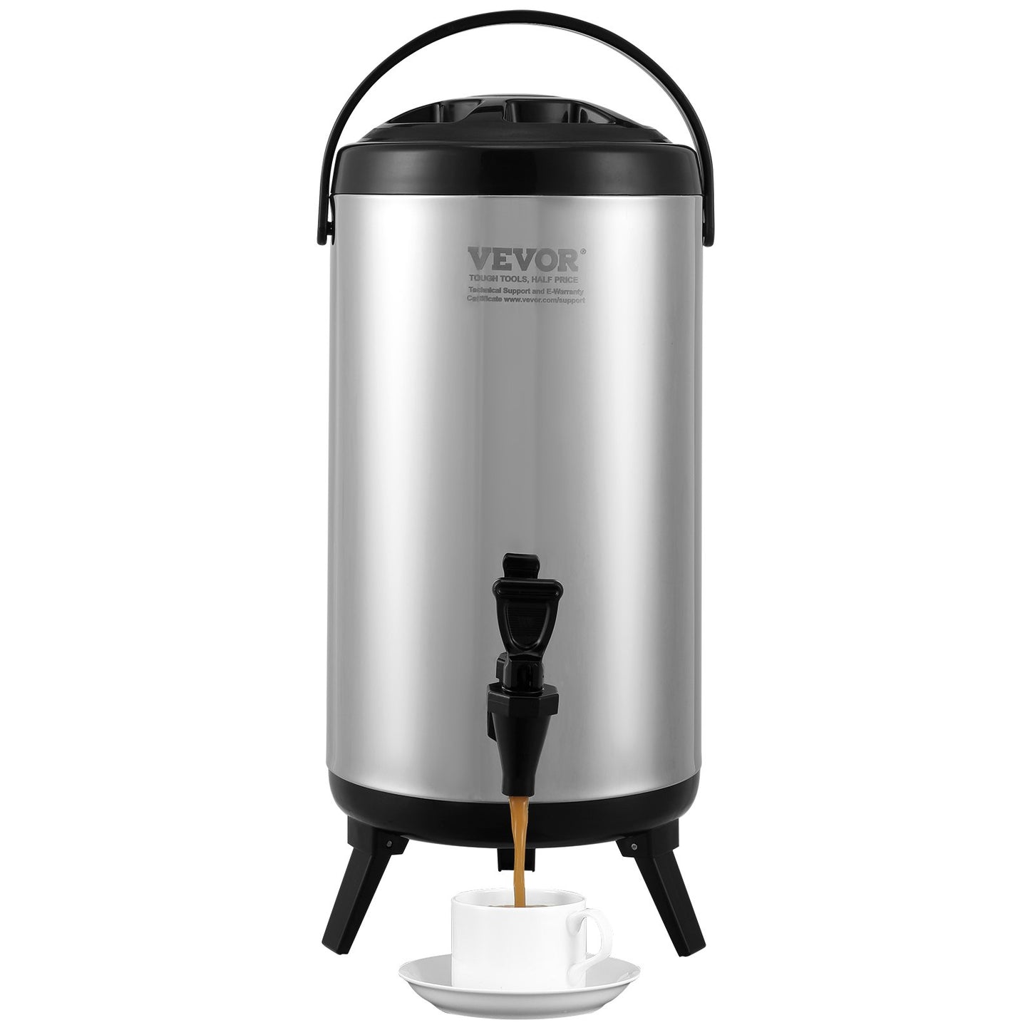 VEVOR Stainless Steel Insulated Beverage Dispenser, 9.2 Liter, Thermal Hot and Cold