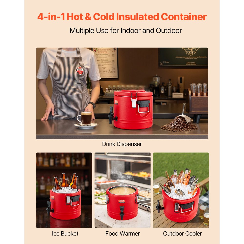 VEVOR Insulated Beverage Dispenser for Hot and Cold Drinks 2.2 Gal/8L Cooler Jug