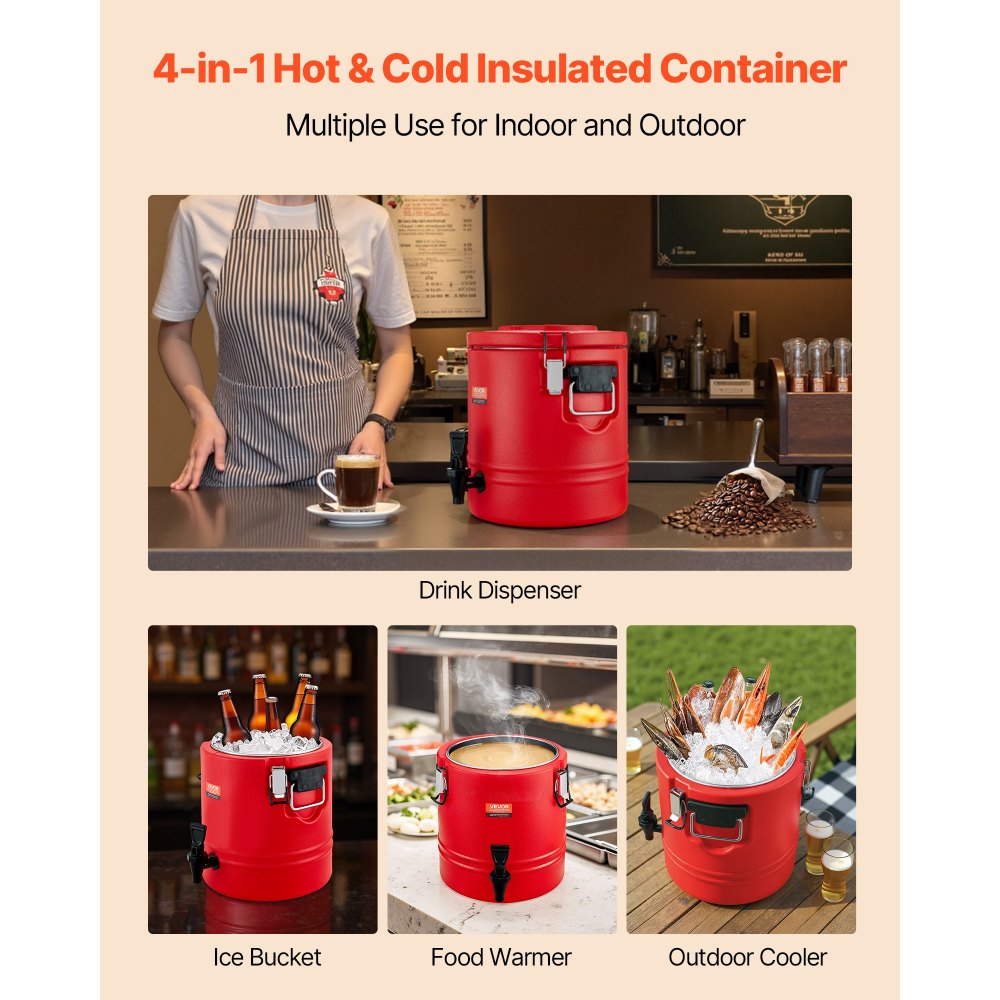VEVOR Insulated Beverage Dispenser for Hot & Cold Drinks 3 Gal/11.4L Cooler Jug