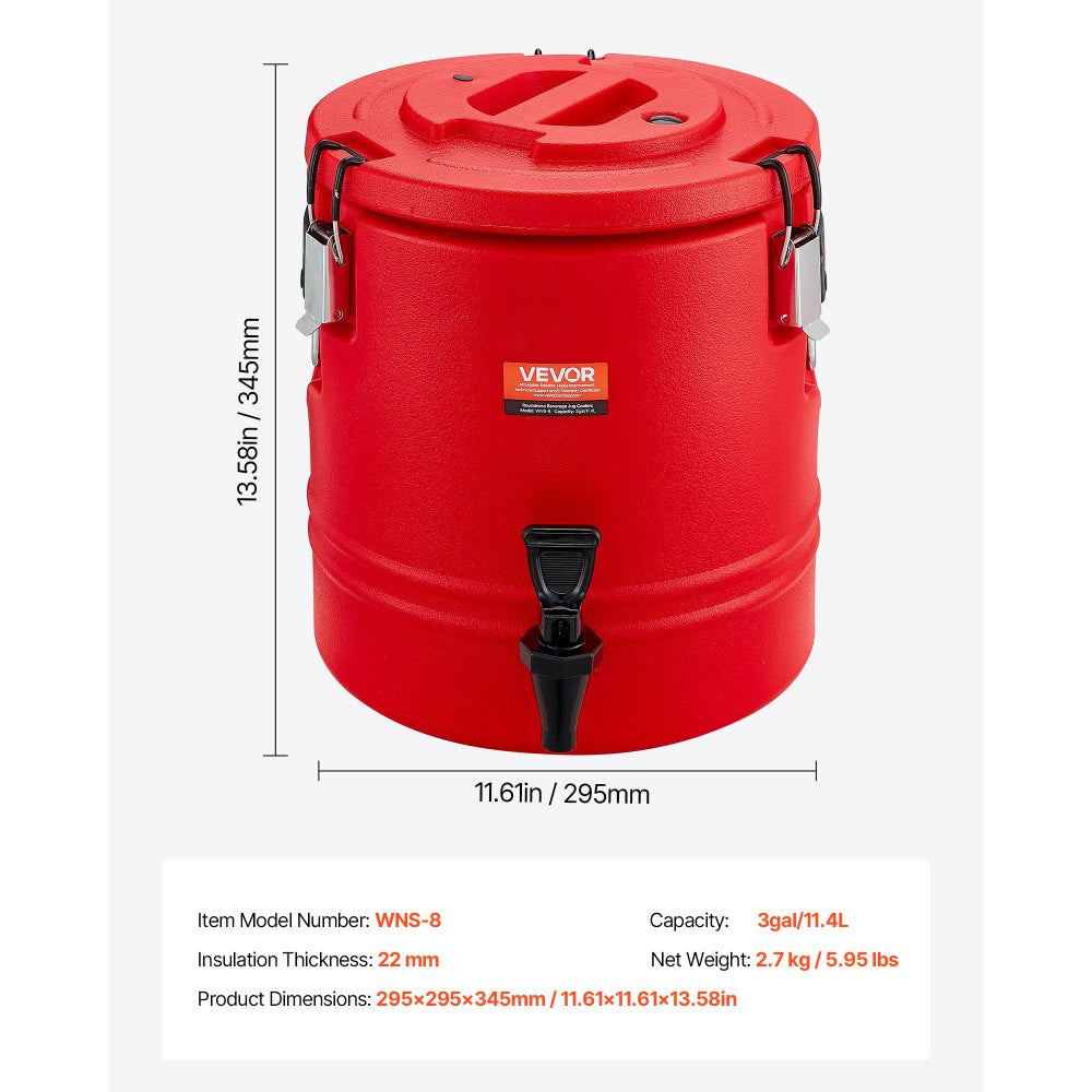 VEVOR Insulated Beverage Dispenser for Hot & Cold Drinks 3 Gal/11.4L Cooler Jug
