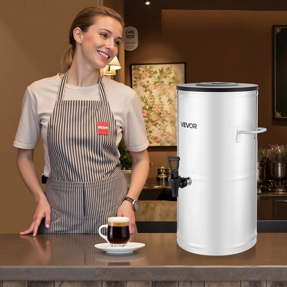 VEVOR Ice Tea Dispenser 4 Gal/15L for Iced Tea Juice Coffee 304 Stainless Steel